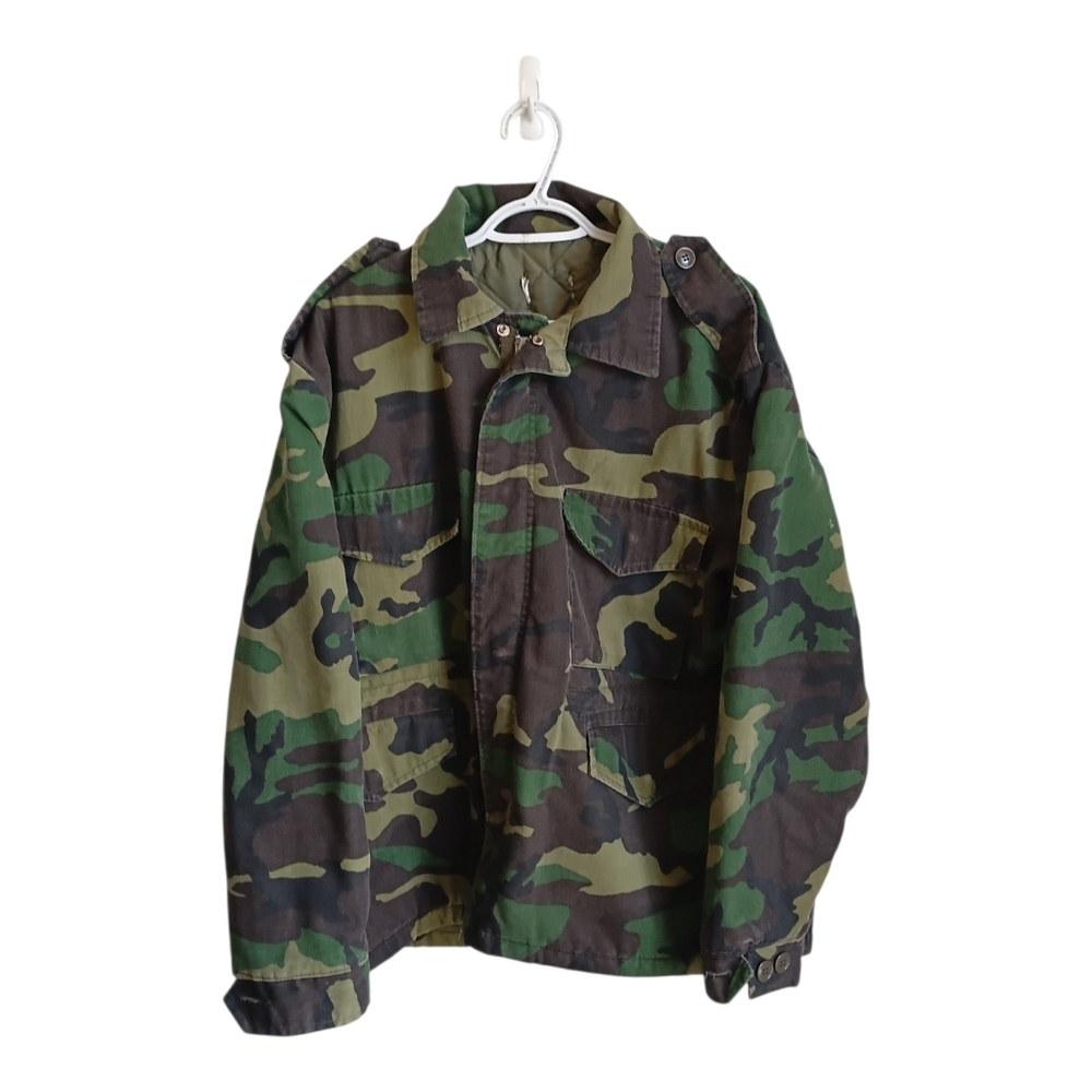 Vintage Camouflage Military-Style Jacket in Green/Brown/Black